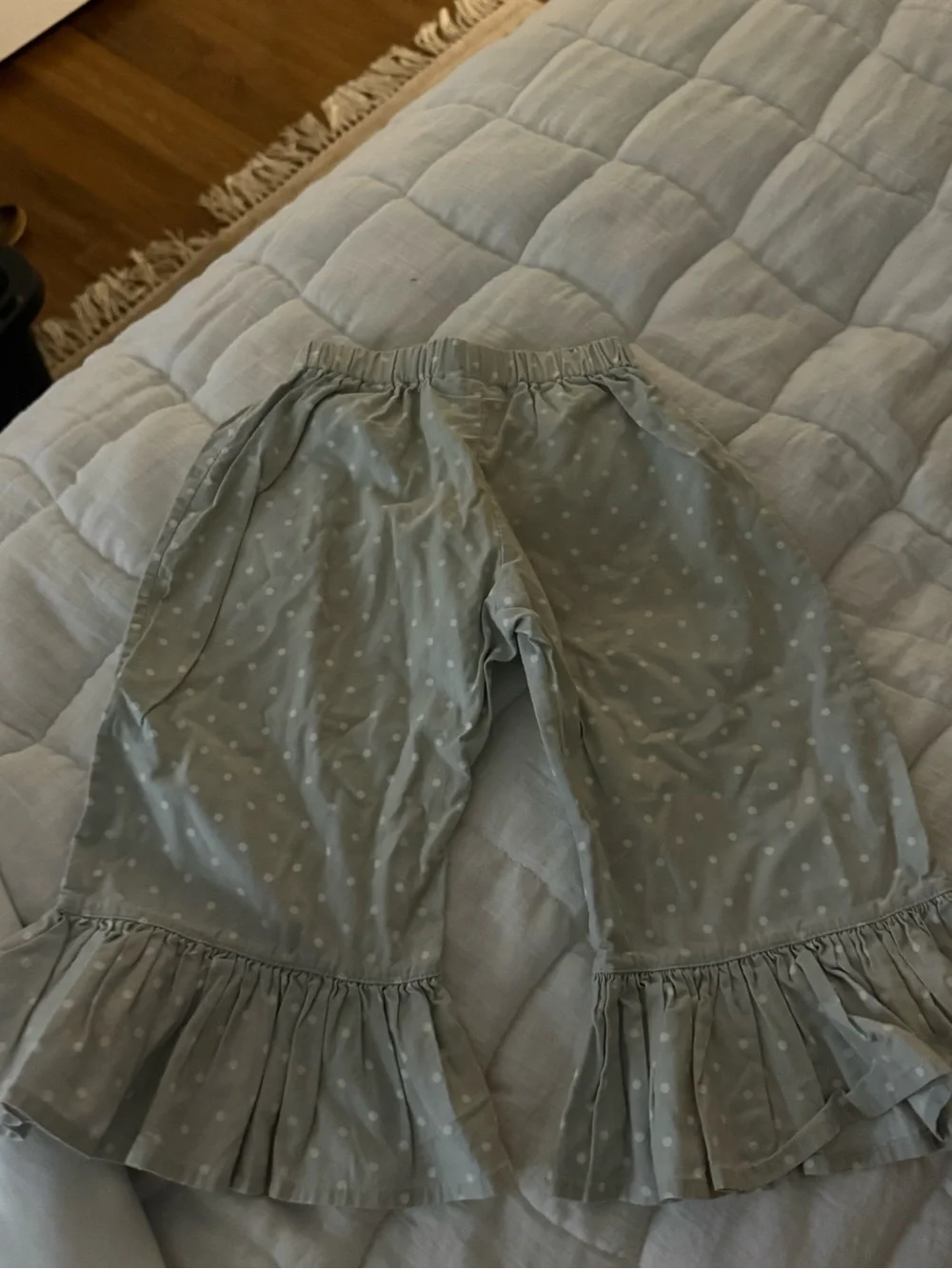 Matilda Jane Girls Polka Dot Ruffle Hem Pants - Light Sage